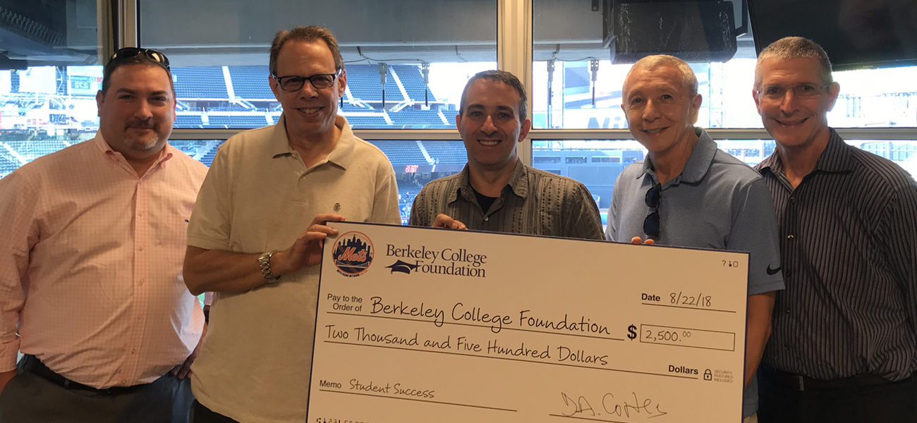 Mets Radio Network and the Berkeley College Foundation check presentation