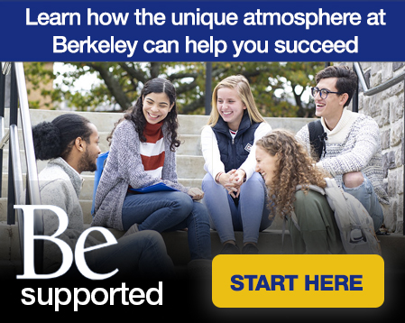 banner with a group of Berkeley College Students