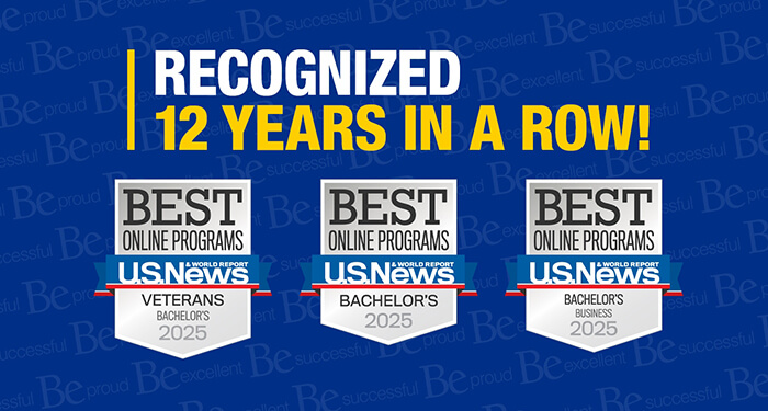 A collage representing US News and World Report 2025 badges, Recognized 12 years in a row