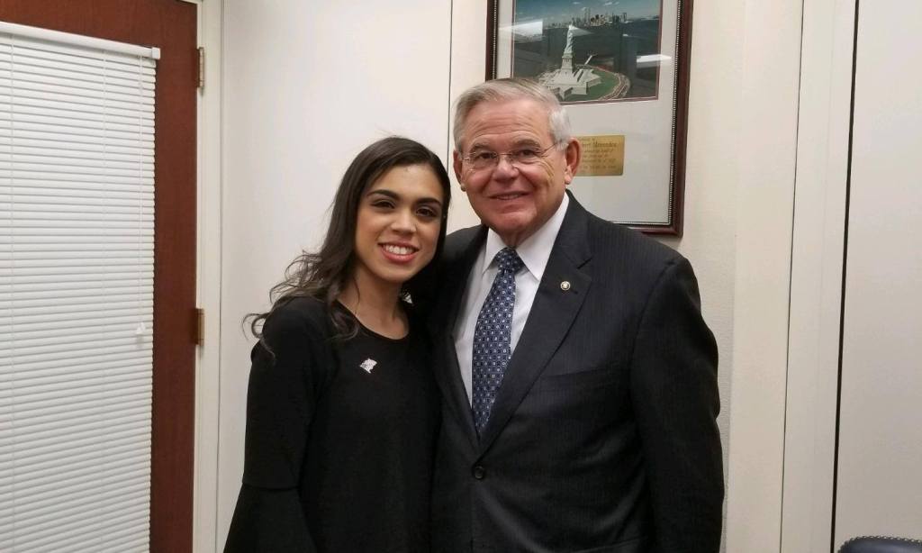 Student Roscely Medina with Senator Menendez