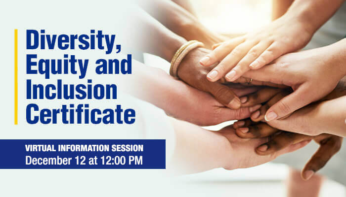 diversity, equity and inclusion certificate information session December 12 at 12:00 PM