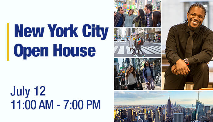 New york city open house, July 12 • 11:00 AM  Berkeley College  3 East 43 Street, NYC