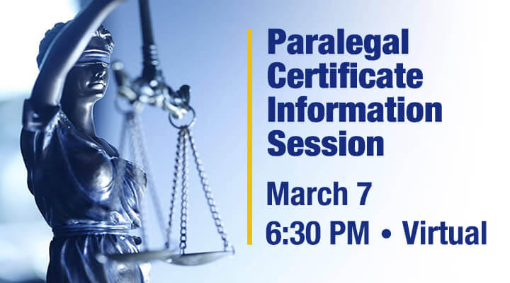 paralegal Certificate information seminar March 7, 6:30 PM