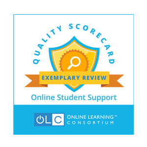 Online Learning Consortium logo: Quality Scorecard Exemplary Review Online Student Support 