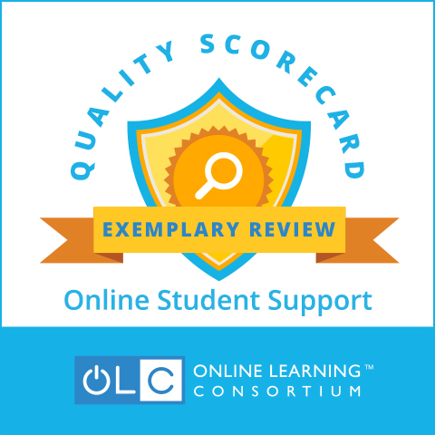 Online Learning Consortium logo: Quality Scorecard Exemplary Review Online Student Support