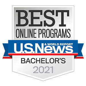 U.S. News and World Report logo for Best Online Bachelor's Programs 2021