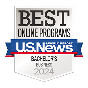 badge for best online programs business 2021
