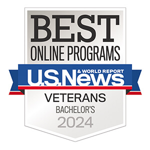 U.S. News and World Report logo for Best Online Bachelor's Program for Veterans