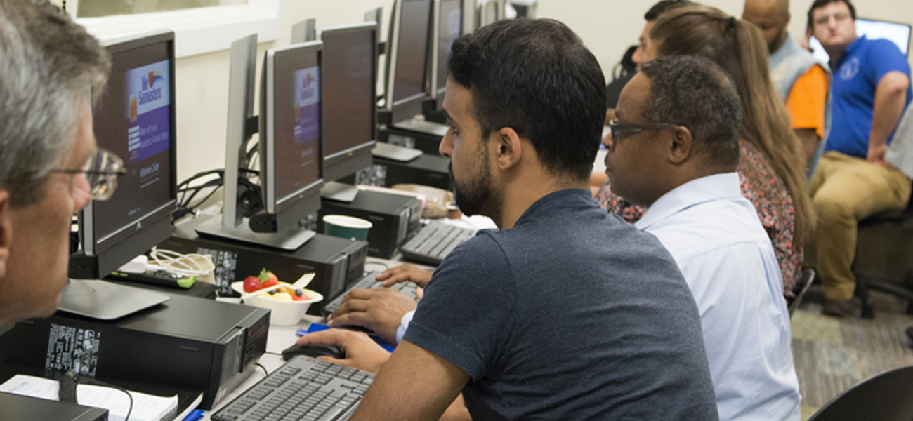 Male students at computer
