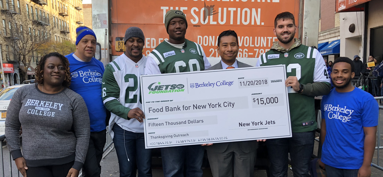 Berkeley College and the NY Jets at the Food Bank
