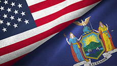 Image of United states flag and the new york state flag