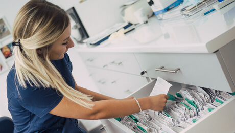 medical assistant working on at office