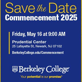 Graduates at commencement. Save the date. Commencement 2025. Friday, May 16 at 9:00 AM. Prudential Center. 25 Lafayette ST, Newark NJ mobile version