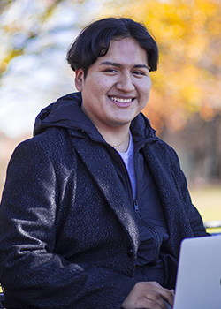 Berkeley student with a laptop