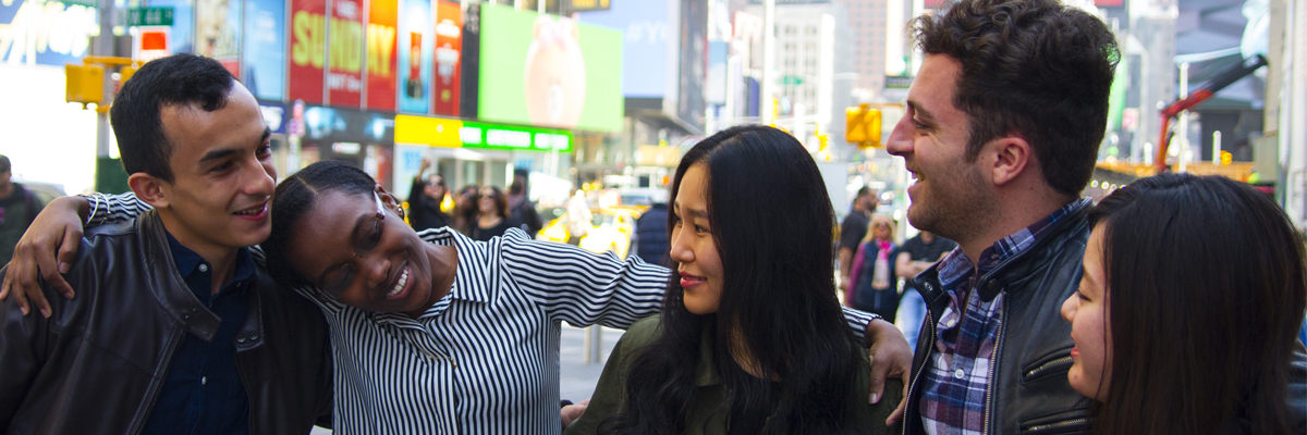 Group of international students in Time Square