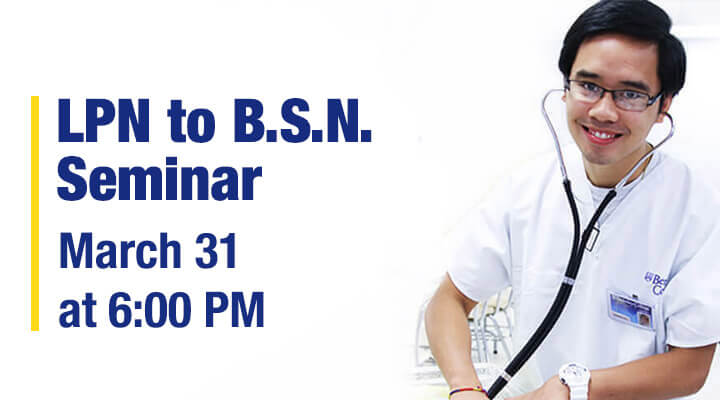 lpn-to-bsn-seminar banner with a Berkeley College LPN to BSN student