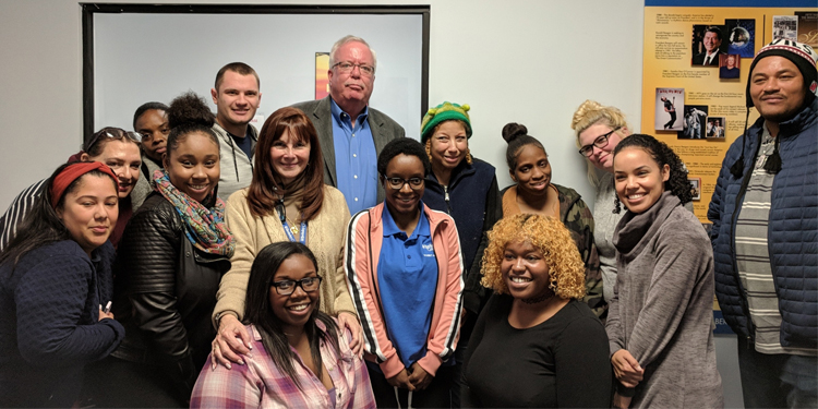 Mayor McCormac with students