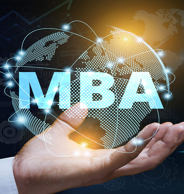 a hand with the words MBA Master of Business Administration degree mobile version