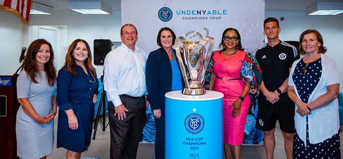 Berkeley College celebration of the NYCFC team’s 2021 championship season at its campus in Midtown Manhattan on Tuesday, July 19, 2022