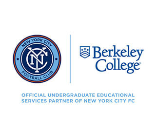 NYCFC and Berkeley college logos combined  mobile image