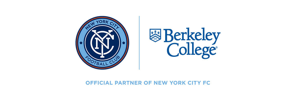 NYCFC and Berkeley college logos combined 