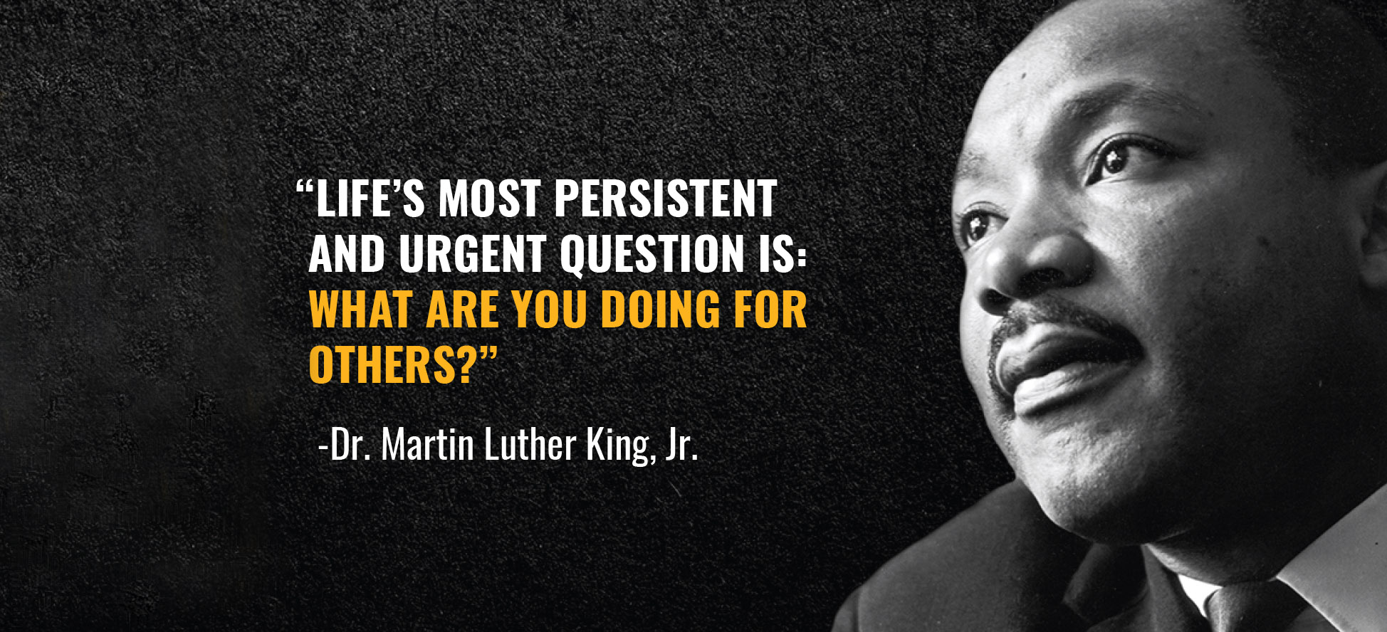 "Life's most persistent and urgent question is: What are you doing for others?" Dr. Martin Luther King Jr. 