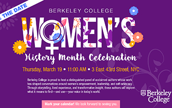 students crouch in front of mannequins at a trade show