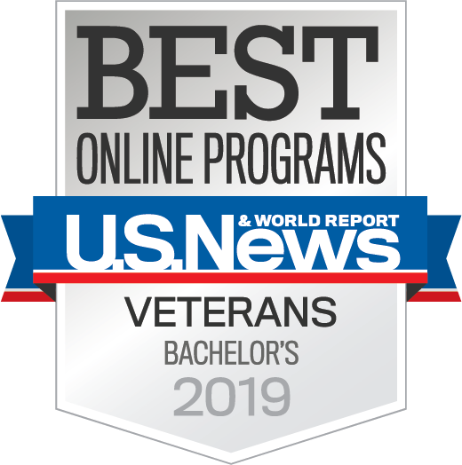 Badge for Best Online Programs for Veterans Bachelors Year 2019