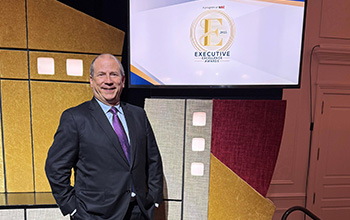 a man stands on a stage