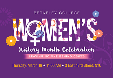 graphic featuring purple women's history month design