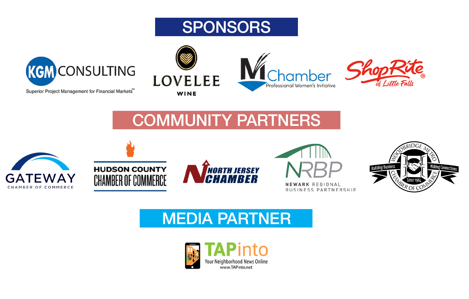 Sponsor logos for various companies and chambers of commerce
