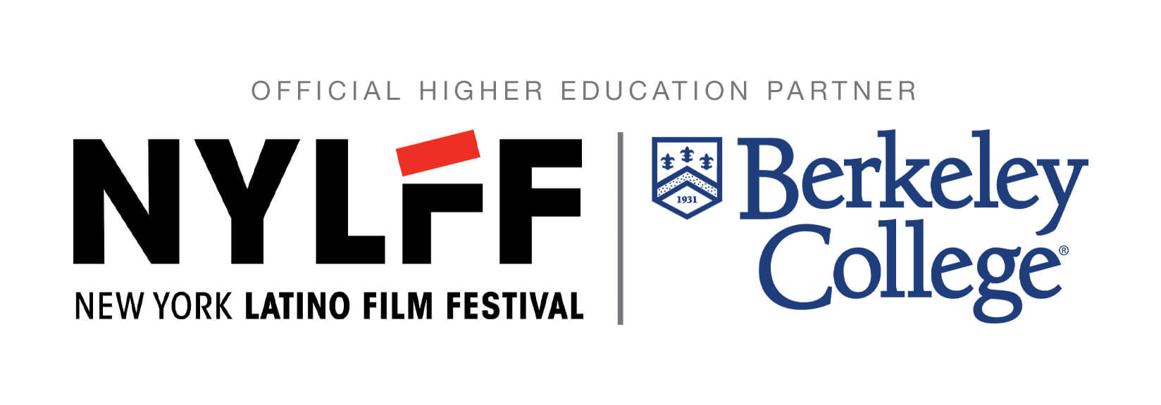 Logo of New York Latino Film Festival and Berkeley College as official higher education partner.