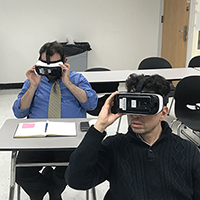 Students using VR headsets